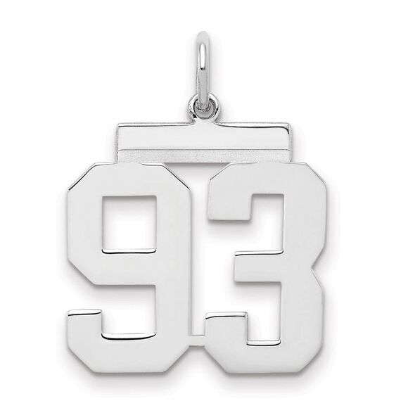 Sterling Silver Athletic Collection Medium Polished Number 93 Pendant